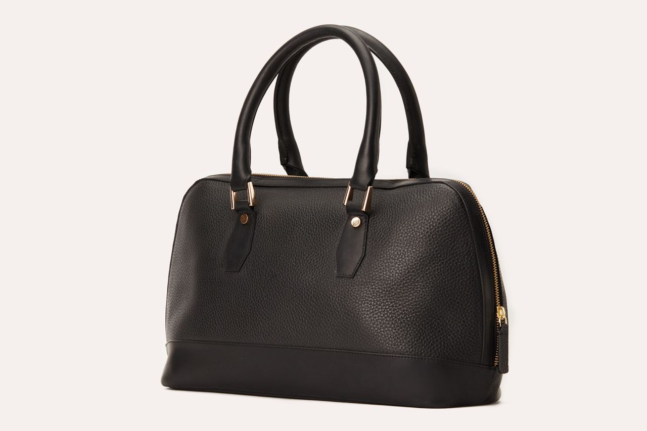 Black Genuine Pebble Leather Snazzy Bag - All Good Laces