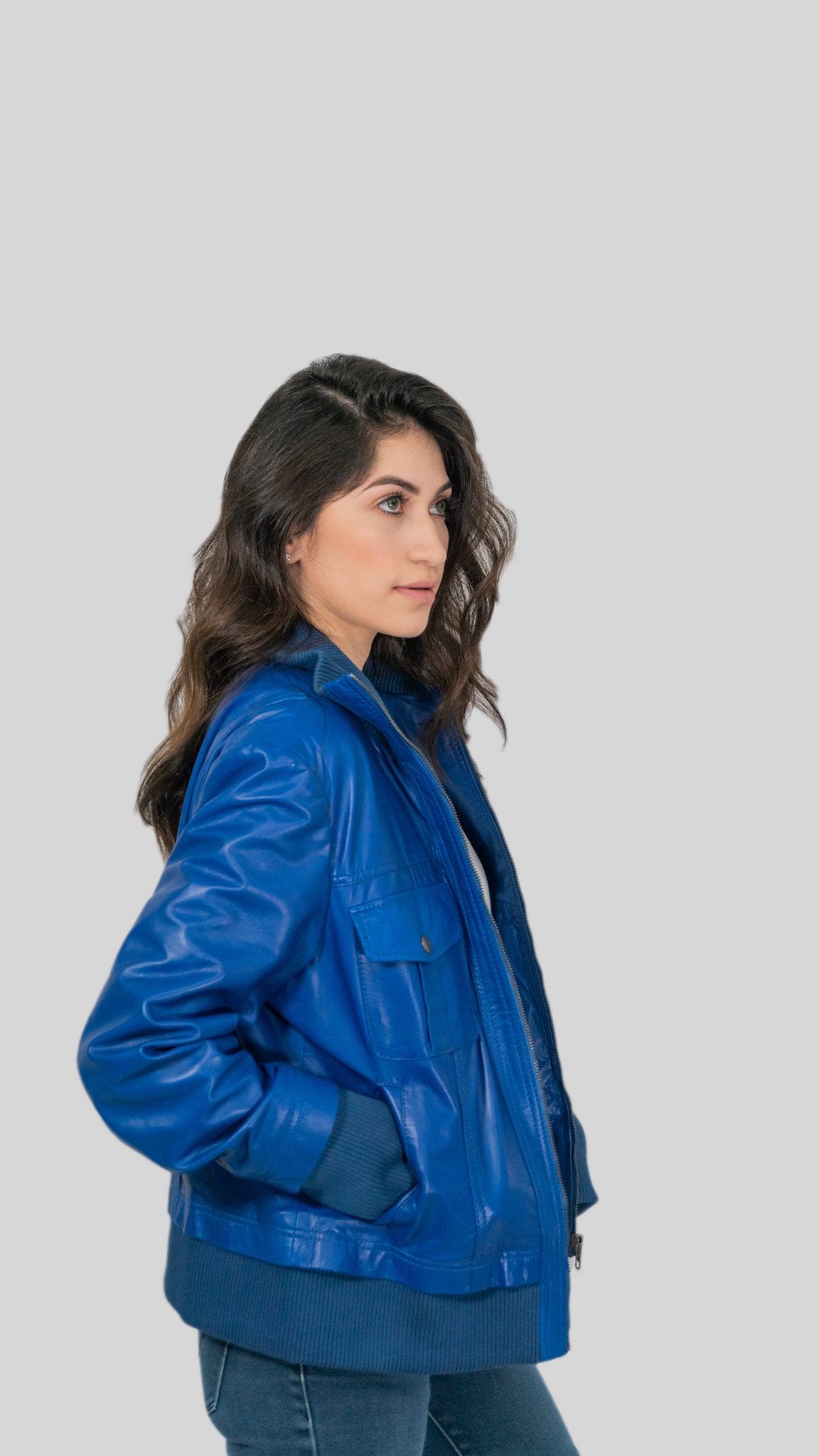 Blue Bailey Leather Bomber Jacket - All Good Laces