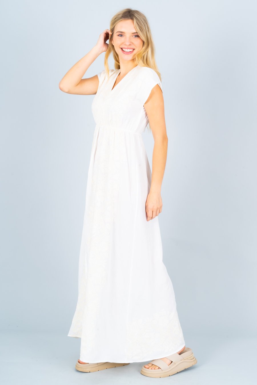 Embroidered Maxi Dress with Split - All Good Laces