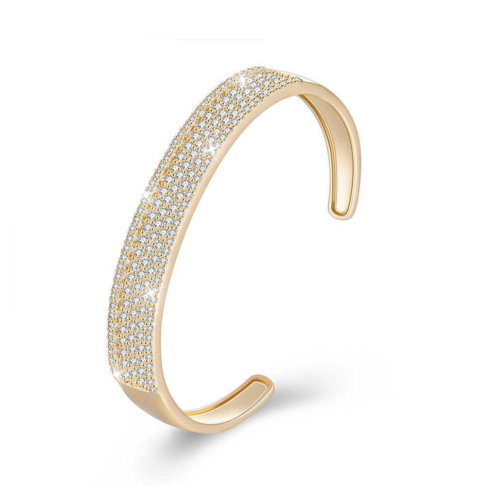 Elements Glitter Pave Open Bangle in 14K Gold - All Good Laces