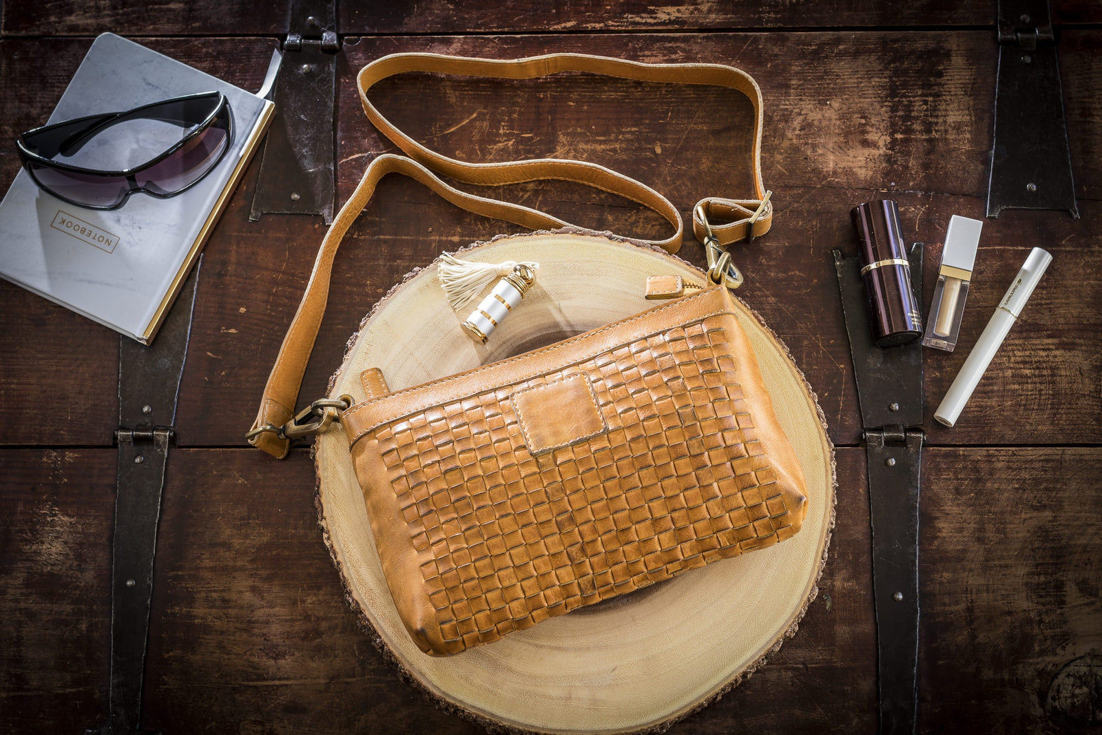 Weaved Genuine Washed Leather Crossbody Bag - All Good Laces