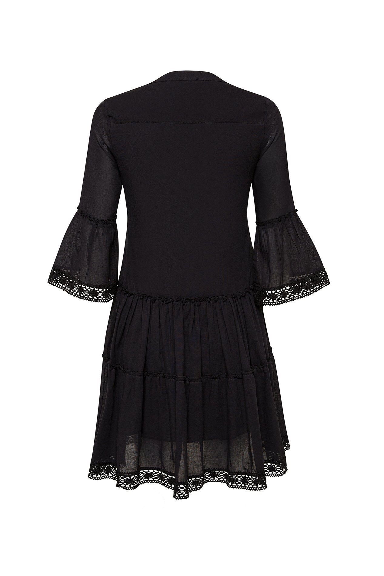 Black Peasant Style Mika Dress - All Good Laces