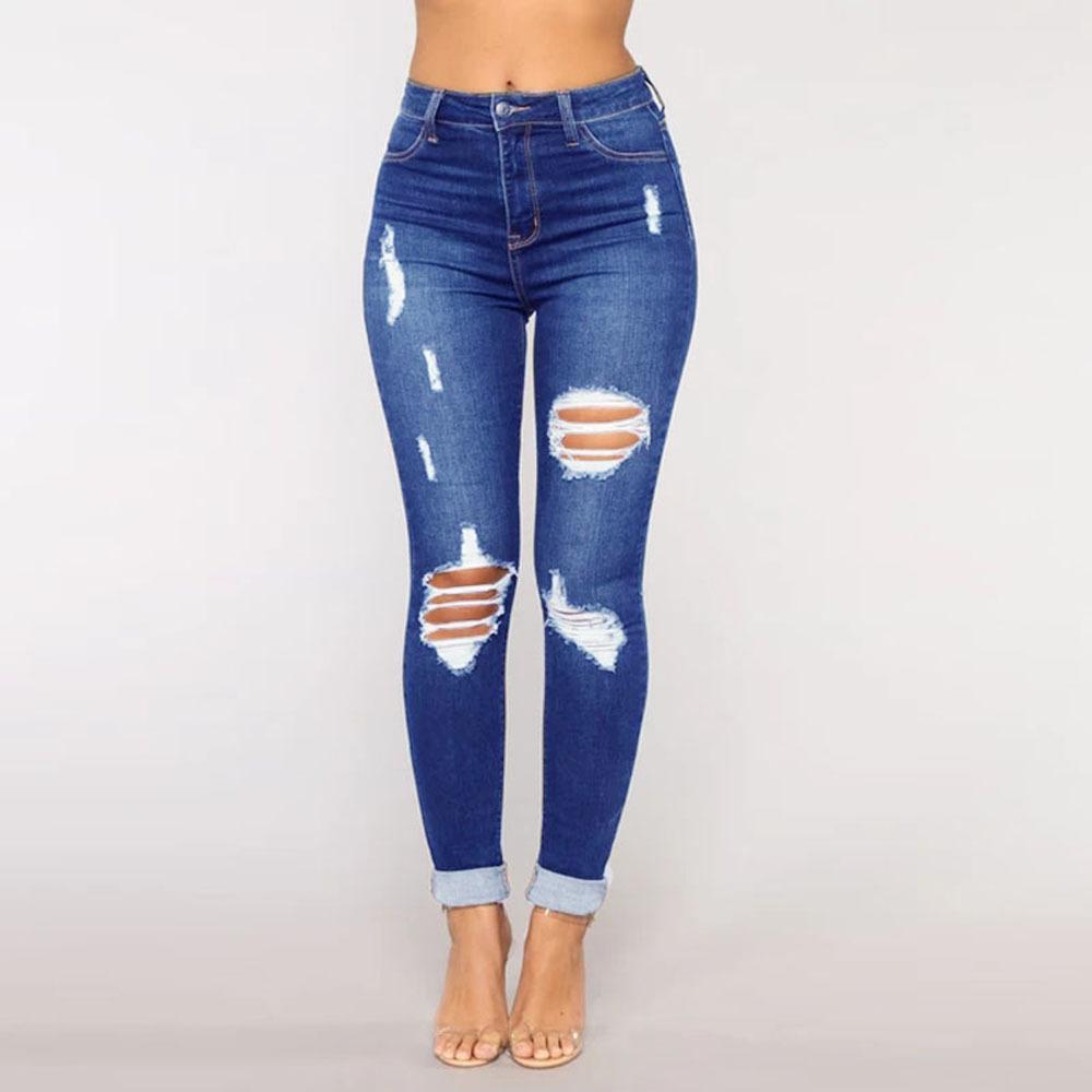 High Waist Skinny Stretch Ripped Jeans - All Good Laces