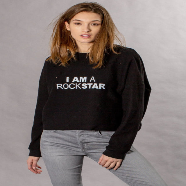 Rock Star Oversized Crop Sweatshirt - All Good Laces