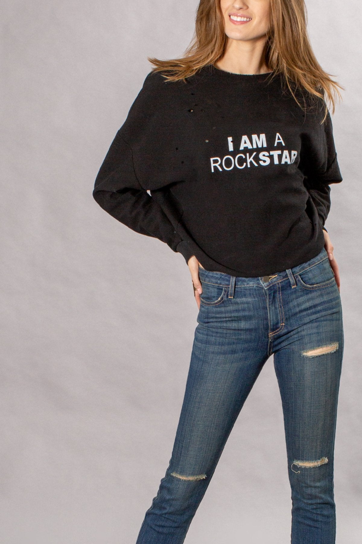 Rock Star Oversized Crop Sweatshirt - All Good Laces