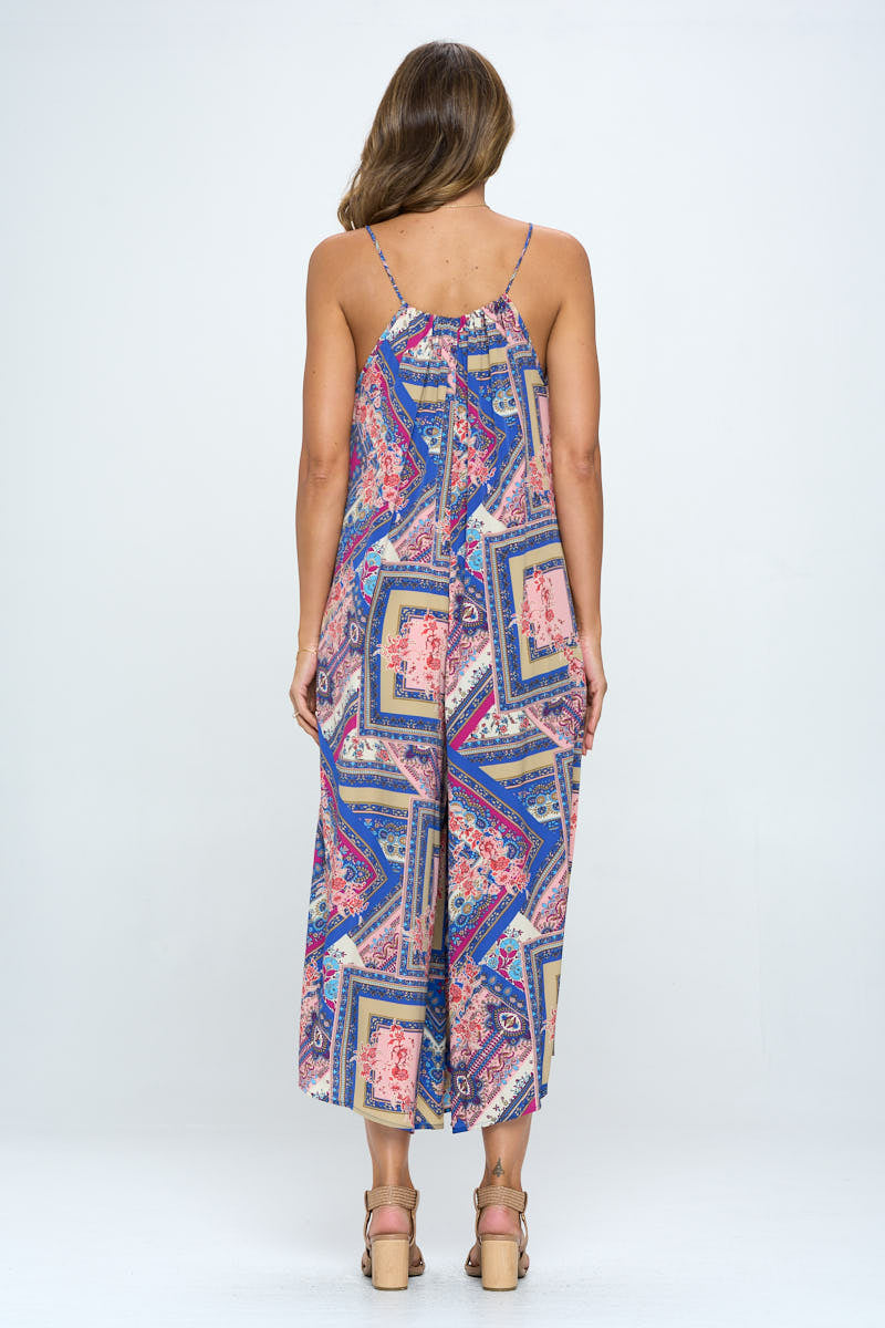 Scarf Print Sleeveless Print Jumpsuit - All Good Laces