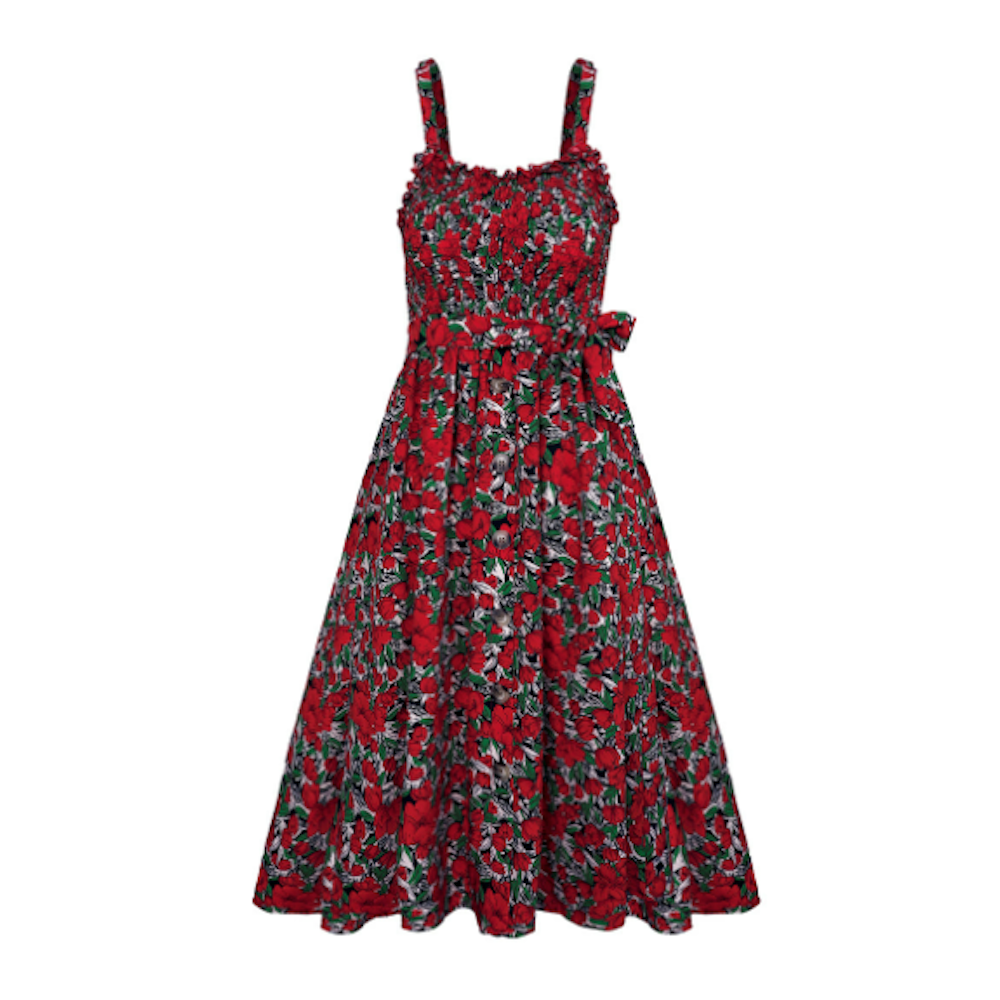 Women Floral Maxi Dress With Ruffled Trims - All Good Laces