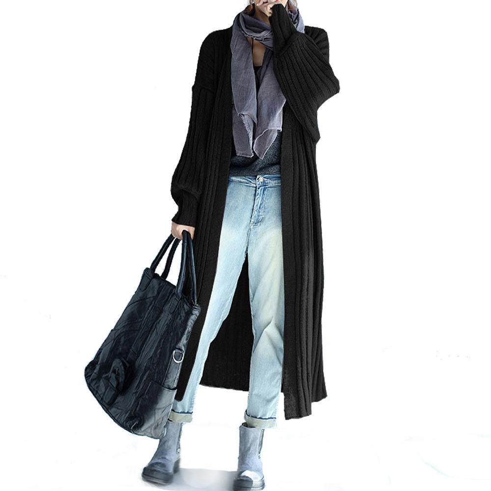 Black Casual Street Style Long Cardigan - All Good Laces