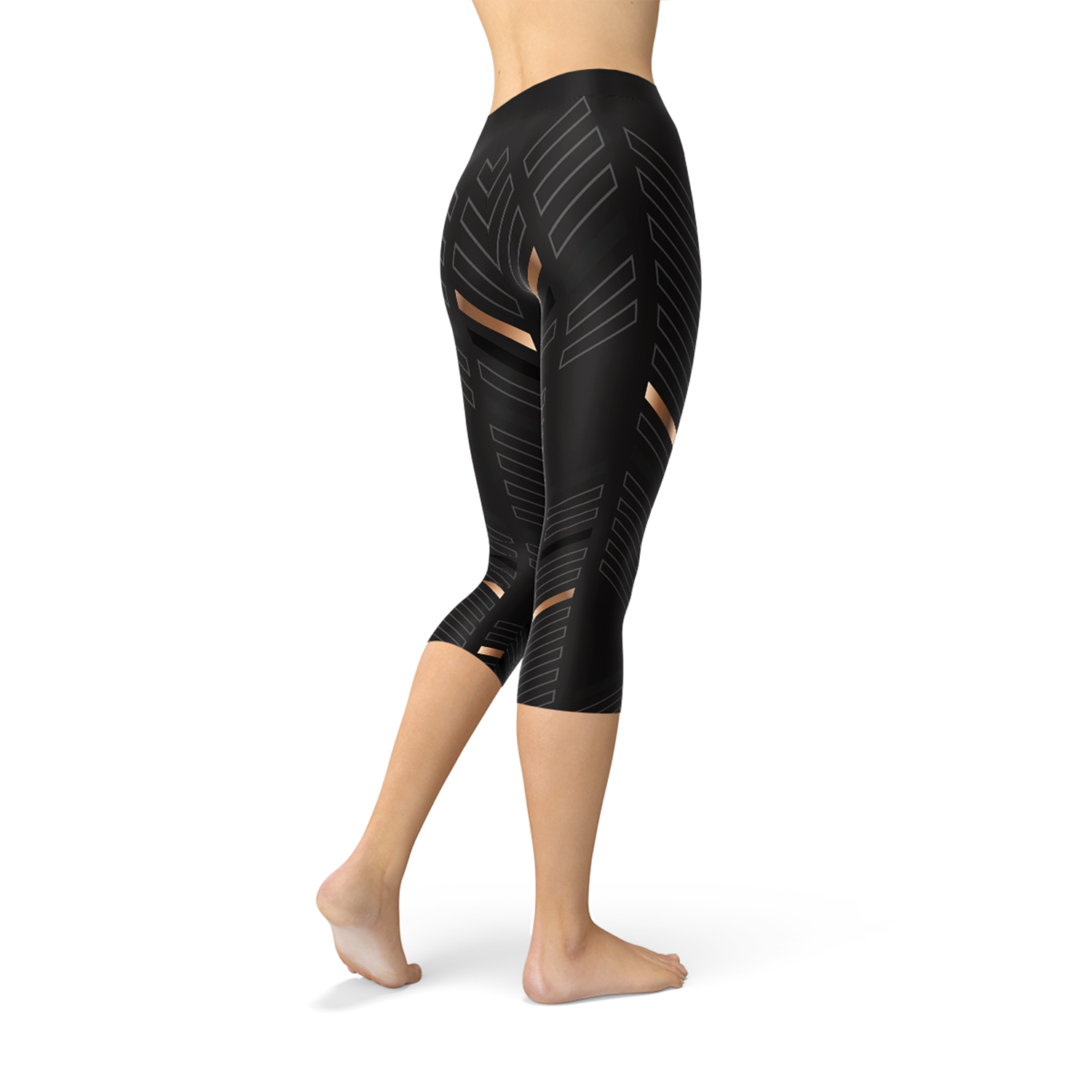 Sports Stripes Black Capri Leggings - All Good Laces