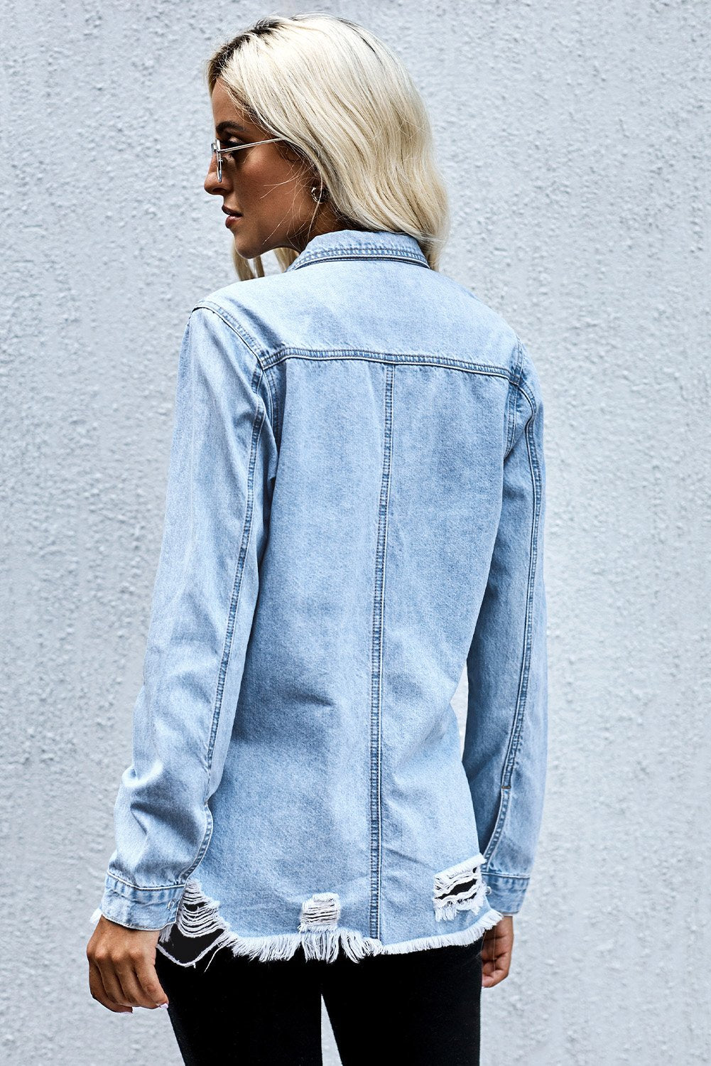 Blue Ripped Denim Jacket - All Good Laces