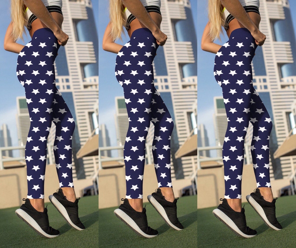 Navy Star Printed leggings - All Good Laces