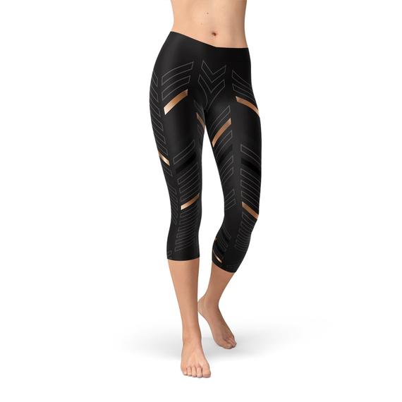 Sports Stripes Black Capri Leggings - All Good Laces