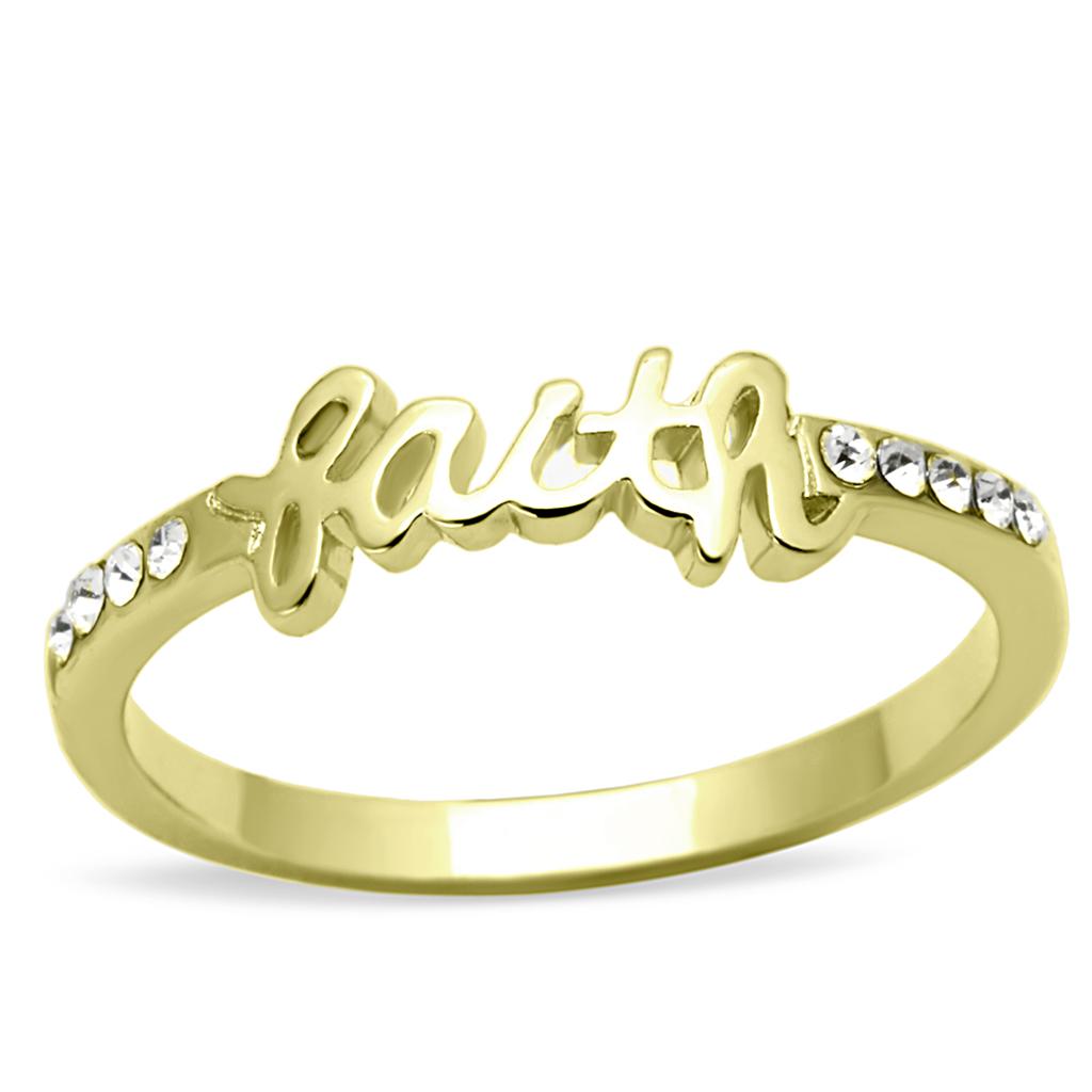 Gold Brass Faith Ring with Top Grade Crystal - All Good Laces