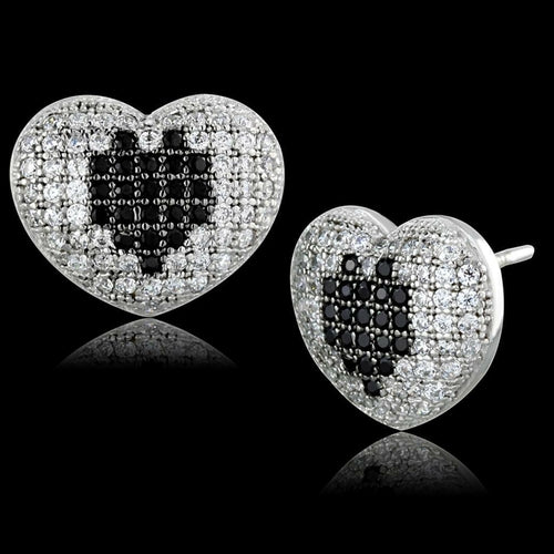 Rhodium Finish 925 Sterling Silver Heart Earrings - All Good Laces
