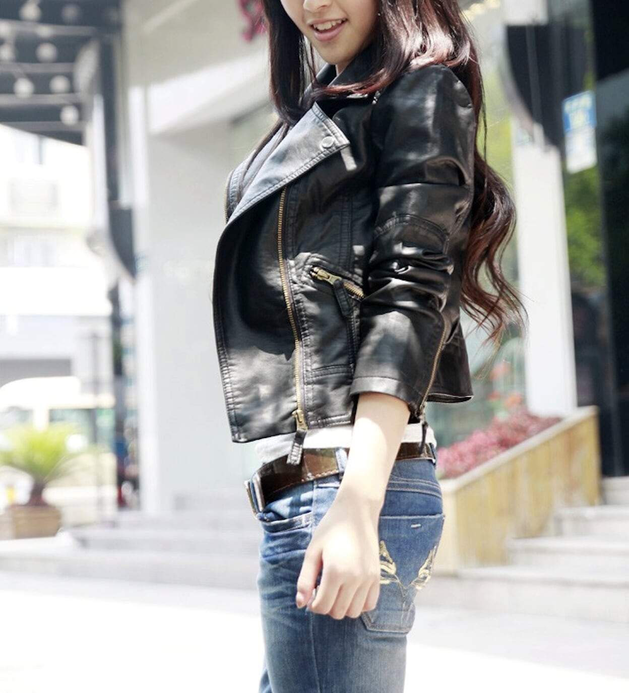Black Cropped Vegan Leather Jacket - All Good Laces